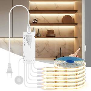 lot 11915 image: AIMENGTE 12V COB LED Cabinet Lights Strip, 6 x 3.3ft Touch Dimmable 3000K Warm White Lighting for Parallel Wood Slat Wall Panels, Display Cabinets, Wardrobes, Showcases, Shelves
