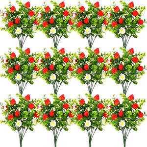 lot 11923 image: Tigeen 12 Pack Strawberry for Decoration Fake Strawberry Branches Artificial Vivid Red Faux Tables Centerpiece for Kitchen Stem Fruits for Home Spring Summer Decor