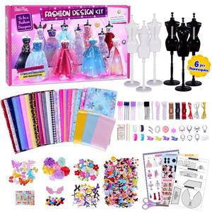 lot 11925 image: Fashion Designer Kits for Girls with 6 Mannequins, 800 Crafts Kit for Kids