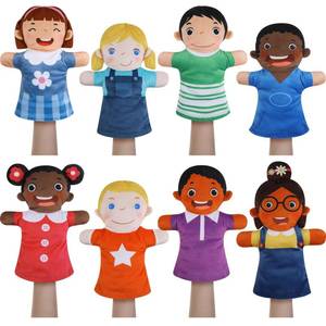 lot 11929 image: Poen 8 Pcs Hand Puppets Set for Kids Multicultural Hand Puppets Bulk Soft Plush for Toddlers Learning Interaction Suitable for Home Daycare School Classroom Role Play Fantoccini Theater Shows(Smile)