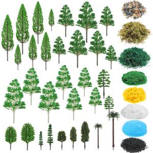 lot 11941 image: Thiccywoov 40 Pcs Diorama Supplies Kit Include 32 Rainforest Miniature Trees 1.2-6.2 Inch Mini Mixed Model Plastic Fake Architecture 8 Bags Scenery Basing Material Kit for DIY Craft(Scenery Trees)