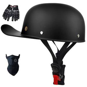 lot 11954 image: Baseball Cap Motorcycle Helmet,DOT Approved Vintage Open Face Unisex-Adult Half Helmets for Scooter Moped Cap Street Cruiser (Large, Matte Black)