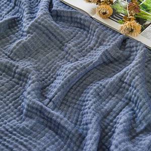 lot 11958 image: EMME Cotton Muslin Queen Blanket Bed Layering Bedspread Coverlet Breathable Gauze Soft Lightweight Adults (Heather Navy, 90x90)