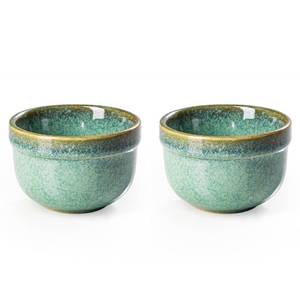 lot 11974 image: Henten Home 6 oz Ramekins Set Oven Safe, Ceramic Creme Brulee Ramekins Set of 2, Baking Cups for Pudding, Souffle, Ice Cream, Snack, Dipping (Green)