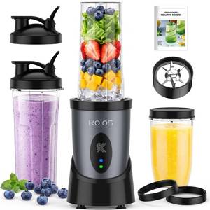 lot 11978 image: KOIOS Smoothie Blender Kitchen, 900W Personal Blenders with 3 To-Go Cups (Used)
