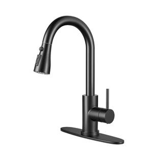 lot 11988 image: HANGE Kitchen Faucet with Pull Down Sprayer,Matte Black Kitchen Sink Faucet 1-3 Hole Single Handle High Arc Stainless Steel Commercial Modern Kitchen Faucets for RV,Laundry,Bar,Utility,Farmhouse