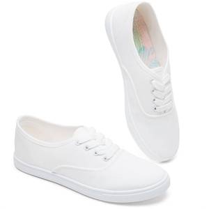 lot 12245 image: FRACORA Womens White Sneakers,Canvas Shoes,Slip on Tennis Shoes(White.US7) (Slight Use)