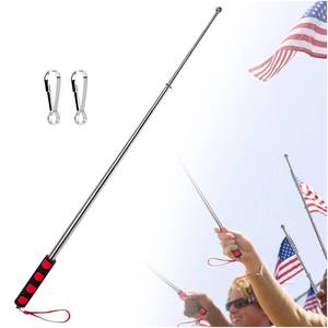 lot 12257 image: smrtcol Telescopic Handheld Flagpoles with Clips 53 Portable Stainless Flag Pole Extendable Flag Stick Guiding Flag Pole with Anti-Slip Grip Red
