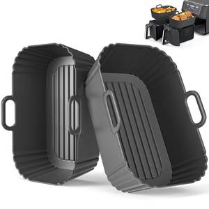 lot 12274 image: Masgarlan Silicone Air Fryer Liners 2 Pack, Reusable Compatible for Ninja Foodi DZ201, DZ401, DZ550, DZ302, COSORI 9QT, Chefman, Instant, and 6-in-1 8-10QT Dual Baskets
