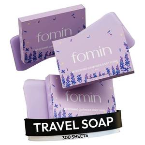 lot 12291 image: FOMIN Paper Soap Sheets for Hand Washing - 300 Lavender Travel Sheets