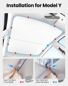 lot 12293 image: REEVAA Tesla Model Y3 Roof Sunshade Clips Accessories, Gray