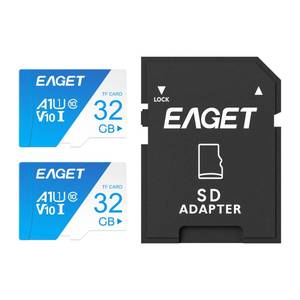 lot 12296 image: EAGET TF Memory Card with SD Adapter, Up to 90MBs Read Mini SD Card, High Endurance 4K Video for Dash Cam Security Camera (32GB x 2  SD Adaptor x 1)
