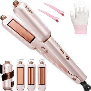 lot 12323 image: FMZ Flat Iron Hair Straightener, Titanium Ceramic Hair Straighteners for Women, Dual Voltage Professional Travel Flat Iron with 10s Fast Heat, for Straightening, Volumizing, Root Lift, Curling, Pink (Slight Use)