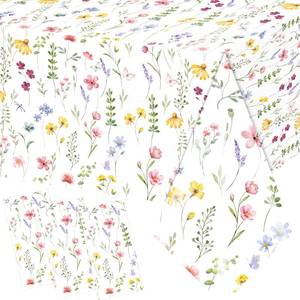 lot 12330 image: Juweked 3Pcs Colorful Wildflower Table Cloth Plastic Floral Table Cloth Flower Tablecloth Wildflower Party Decorations Butterfly Tablecloth Spring Tablecloths for Party Birthday Baby Shower Wedding