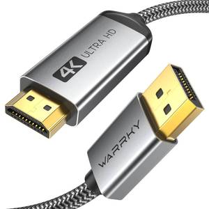 lot 12344 image: Warrky 4K DisplayPort to HDMI Cable,6FT, Uni-Directional, DP to HDMI Cord