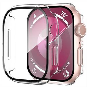 lot 12366 image: Smiling 2 Pack Case Compatible with Apple Watch Series 11 (2025) Series 10 42mm with Tempered Glass Screen Protector, Hard PC Case Scratch-Resistant Overall Protective Cover- Transparent