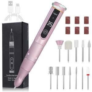 lot 12378 image: Cordless Nail Drill, 35000RPM High Speed Nail Efile with LCD Display Pink