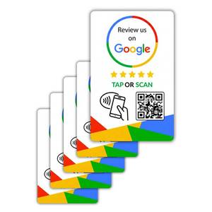 lot 12390 image: Google Review Tap Cards (5-Pack) by TapFive - Tap for Instant Reviews - All Phones Compatible - Reusable Smart Tap NFC & QR - Boost Business Reviews - Powered by TapFive (5 Card Pack)