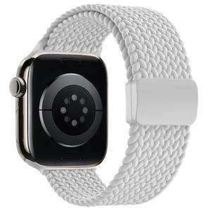 lot 12391 image: Braceleter Braided Stretchy Band Compatible with Apple Watch Band 38mm 40mm 41mm 42mm 44mm 45mm 46mm 49mm Women Men, Adjustable Nylon Elastic Magnetic Clasp Strap for iWatch Series 10 9 8 7 6 5 4 3 2 1 SE Ultra (White, 44mm45mm46mm49mm42m