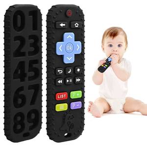 lot 12393 image: Teething Relief Teethers Toys for Babies 3-6-12 Months Gifts, Food Grade Silicone Sensory Baby Remote Control Teether Bath Toy for Newborn Infant Boy Girl Autism Birthday Christmas Gift, Black