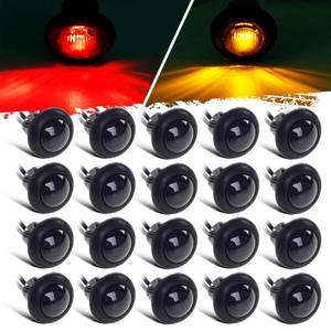 lot 12399 image: Partsam 20x 34 Round AmberRed Led Marker Light Clearance Lights Front Rear Marker Indicators Tail Light for Trailer Truck Car Bus Van Pickup RV ATV UTV, Smoked Lens, 12V