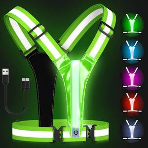 lot 12406 image: Zacro LED Reflective Vest Running Gear, 5 Lights Colors High Visibility Reflective Running Gear Rechargeable Light Up Running Vest for Walking Running Cycling, Adjustable for Men Women Kids (Green)