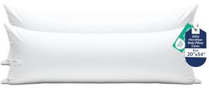 lot 12408 image: ROYALE LINENS Body Pillow Cover - Double Brushed 1800 Microfiber - 20x54 with Hidden Zipper Closure - Wrinkle & Fade Resistant - Super Soft Body Pillowcase 2 Pack (White, Pack of 2)