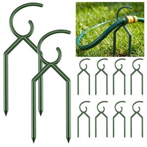 lot 12418 image: Taiyin 10 Pcs 34 Inches Garden Hose Guide Stakes Holder Garden Hose Green Holder Spike for Outside Yard Lawn Flower Beds Irrigation Sprinkler Protect Plant