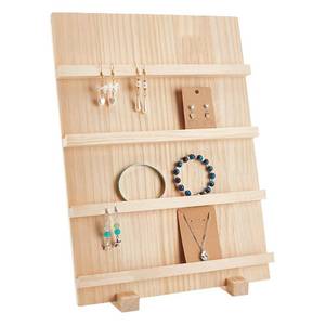 lot 12422 image: PH PandaHall 4-Tier Wooden Earring Display Stand, Retail Jewelry Display Riser Removable Showcase with Slots Rustic Earring Display Card Holder for Selling Craft Showing Exhibition Jewelry Storage