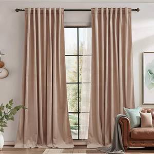 lot 13696 image: StangH Blush Beige Velvet Curtains Back Tab for Nursery, W62xL84, 2 Panels