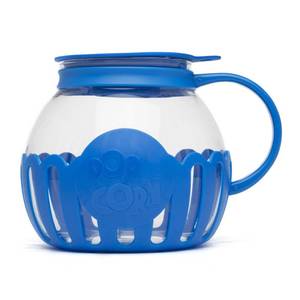 lot 13697 image: Ecolution Patented Micro-Pop Microwave Popcorn Popper with Temperature Safe Glass, 3-in-1 Lid Measures Kernels and Melts Butter, Made Without BPA, Dishwasher Safe, 3-Quart, Blue