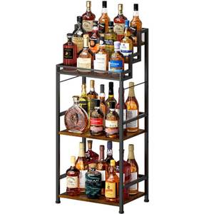 lot 13701 image: 5-Tier Trapezoidal Liquor Cabinet Bar for Home, Stepped Wine Rack Freestanding Floor, Corner Syrup & Whiskey Stand, Large-Capacity Alcohol Bottle Storage Display Shelf Living Room, Patent Pending