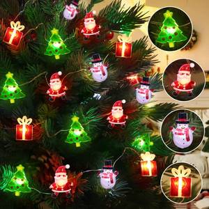 lot 14008 image: Christmas String Lights 12FT 32 LED Christmas Tree Santa Clause Snowman Gift Box Xmas String Lights Battery Operated Holiday Fairy Lights for Tree Light Decorations Table Home Indoor Holiday Decor