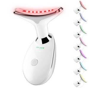 lot 14017 image: Red Light Therapy for Face, 7 Color LED Facial Light Therapy Wand for Skin Care at Home Blue Light Therapy Face Massager Tool for Neck (White)