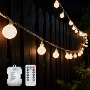 lot 14360 image: 50 LED Battery Operated Remote Control Rainproof Globe String Lights, 8 Modes & Timer, Dimmable Fairy Lights for IndoorOutdoor Christmas Tree, Xmas Party, Garden, Wedding, Patio Decor