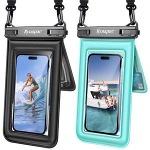 lot 14367 image: Rynapac Floating Waterproof Phone Pouch Up to 8.5 - 2 Pack IPX8 Double Space Waterproof Phone Case with Adjustable Lanyard for iPhone 17 16 15 14 Pro Max, TouchScreen, Beach Cruise Essentials 2026