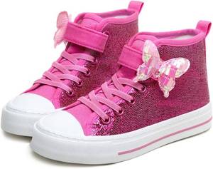 lot 14370 image: Toandon Kids Adorable Fashion High Top Casual Canvas Sneakers