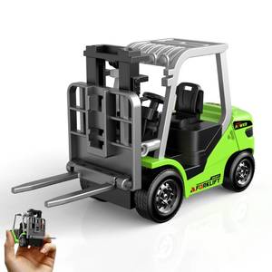 lot 14377 image: Dwi Dowellin Mini 164 RC Forklift Toy, 7 Channel 2 Mode Remote Control Forklift Truck, 2 in 1 Transformable Lift Fork & Hook with Lights & Sounds for Adults Kids Boys and Girls(Green)