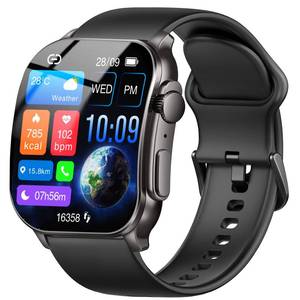 lot 14393 image: Smart Watch for Men, 2.01 AMOLED Curved Display Fitness Tracker with AnswerMake Calls, 100 Sport Modes, Fitness Watch with 247 Heart RateSleep MonitorPedometer, IP68 Waterproof, for Android iOS