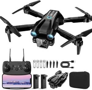 lot 14398 image: Drone with Camera 1080P HD, Mini Drone for Beginners Kids Adults, RC Quadcopter with 2 Batteries, Carrying Case, Stable Hover, Trajectory Flight, Gravity Control, One Key Take OffLand, Black