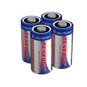lot 14412 image: Tenergy 3V CR123A Lithium Battery, High Performance CR123A Cell Batteries PTC Protected for Smart Sensors 4 Pack (Non-Rechargeable)