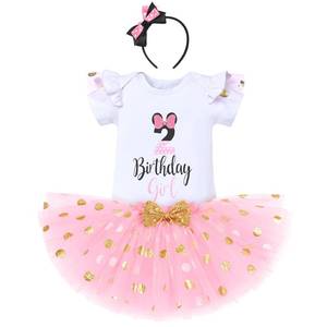 lot 14417 image: IBTOM CASTLE Cake Smash 1st 2nd 3rd Birthday Girl Princess Outfit Polka Dots Dress Ruffle Tulle Tutu Skirt Set Wild ONE Party Dance Carnival Pageant Summer Evening Gown Pink-2nd 2T
