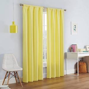 lot 14419 image: ECLIPSE Kendall Modern Blackout Thermal Rod Pocket Window Curtain for Bedroom or Living Room (1 Panel), 42 X 63, Lemon