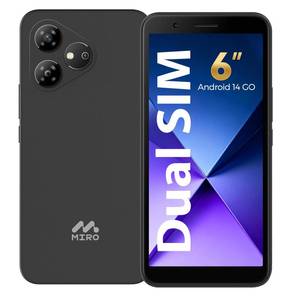 lot 14446 image: MIRO 4G Cell Phone - New Android 14 Go Edition Smartphone, 6 Display, 2GB32GB (256GB Expandable), 3000mAh Battery, 5MP2MP Camera, Dual SIM, 3.5mm Headphone Jack(Gray) (Does Not Power On)