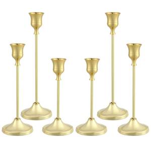 lot 14447 image: Tunyet Candlestick Holders 6PCS, Metal Taper Candle Holder, Gold Candle Holders for Pillar Candles, Candle Holder for Wedding Fireplace Mantel Housewarming Gift