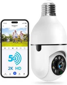 lot 14470 image: WESECUU Light Bulb Security Camera -5G& 2.4GHz WiFi 2K Security Cameras Wireless Outdoor Motion Detection and Alarm,Two-Way Talk,Color Night Vision,Human Detection, Bulb Camera Compatible with Alexa