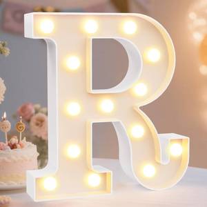 lot 14471 image: Pooqla LED Marquee Letter Lights Sign, Light Up Alphabet Letter for Home Party Wedding Decoration R