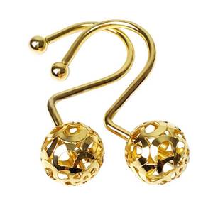 lot 14479 image: Chictie Gold Shower Curtain Hooks Rings,Set of 12 Brass Decorative Bling Metal Rustproof Shower Hangers Rings for Bathroom Curtains Rods Hollow Ball Design
