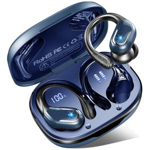 lot 14491 image: Wireless Earbud, Bluetooth 5.4 Headphones IP7 Waterproof Sport, 75Hrs Running Wireless Earphones with ENC Noise Canceling Mic, Deep Bass Over Ear bud with Earhooks for Android, iOS, Workout, Gym, Blue