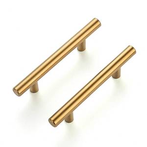 lot 19116 image: Ravinte Cabinet Handles,5 Length,3 Hole Center,Brushed Brass,30 Pack